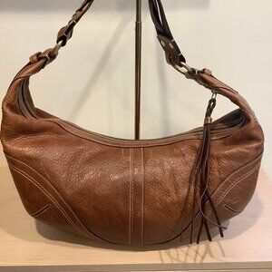 Coach Vintage Hobo Shoulder Bag in Brown Distressed Leather with Braided Strap